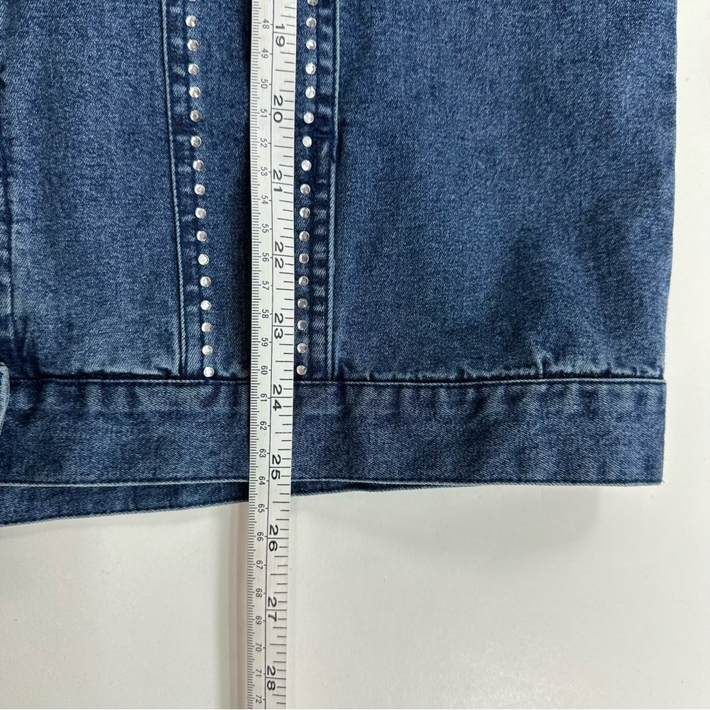 Quacker Factory Rhinestone Denim Jacket Women’s Small Blue Stretch Pockets - Picture 10 of 10
